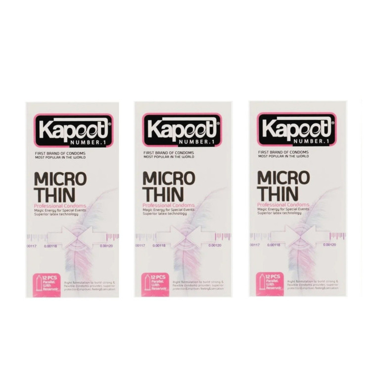 کاندوم کلاسیک کاپوت مدل MICRO THIN سه بسته 12 عددی
