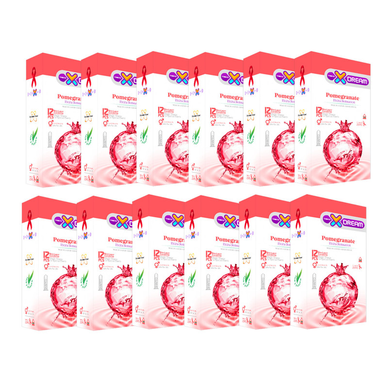 کاندوم ایکس دریم مدل pomegranate مجموعه 12 عددی