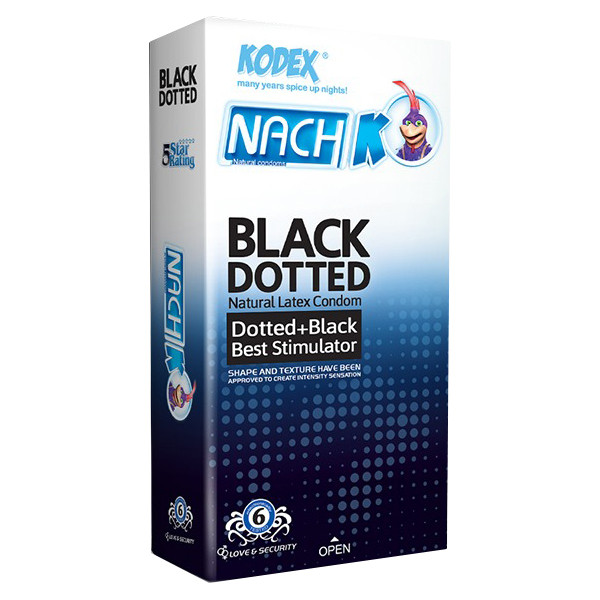 کاندوم ناچ کدکس مدل BLACK DOTTED بسته 6 عددی