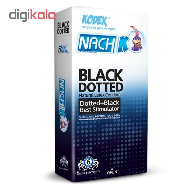 کاندوم ناچ کدکس مدل BLACK DOTTED بسته 6 عددی