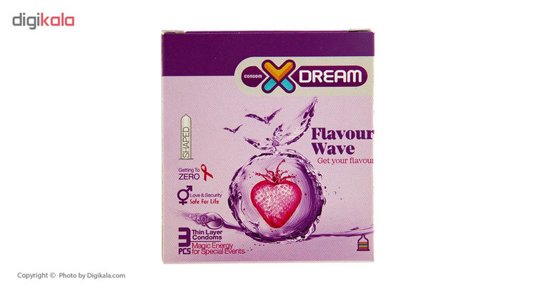 کاندوم ایکس دریم مدل Flavour Wave بسته 3 عددی