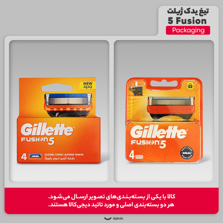 تیغ یدک ژیلت مدل Fusion 5 بسته 4 عددی
