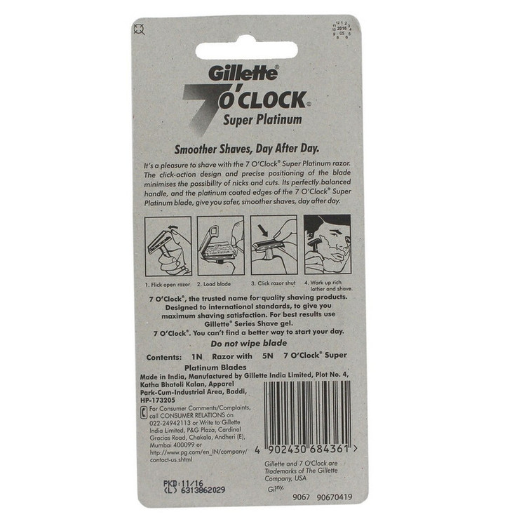 خود تراش مردانه ژیلت مدل super platinum 7o CLOCK به همراه تیغ یدک بسته 2 عددی
