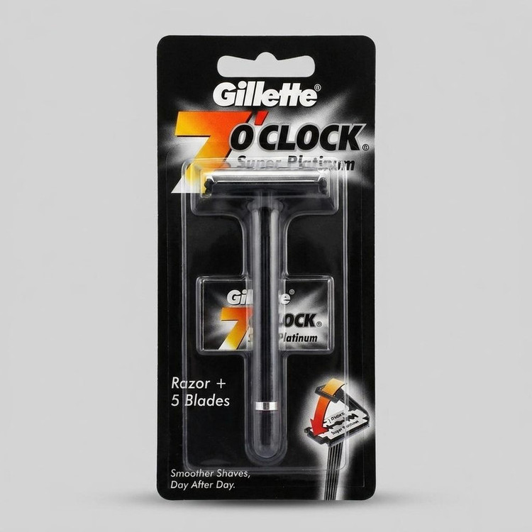 خود تراش مردانه ژیلت مدل super platinum 7o CLOCK به همراه تیغ یدک بسته 2 عددی