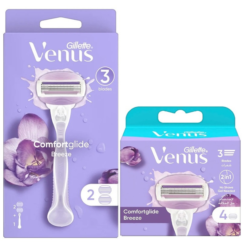 خود تراش ژیلت مدل Venus Comfortglide Breeze به همراه یدک بسته 4 عددی