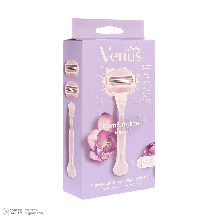 خودتراش ژیلت مدل VENUS 3 BREEZE به همراه یدک بسته 2 عددی