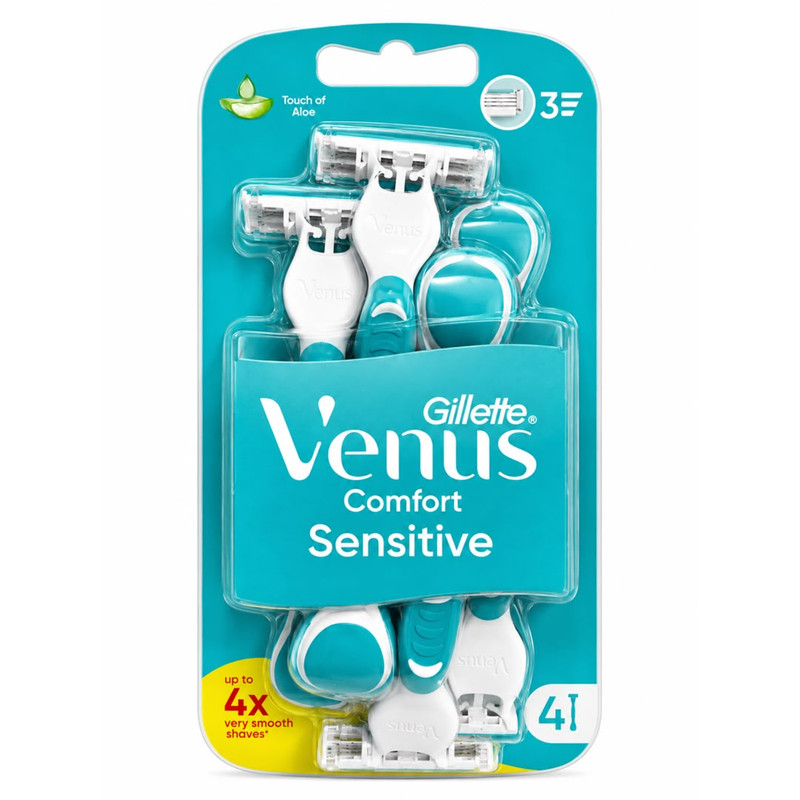 خودتراش ژیلت مدل Venus Comfort Sensitive بسته 4 عددی