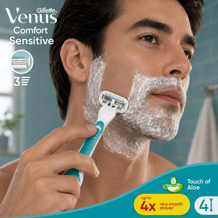 خودتراش ژیلت مدل Venus Comfort Sensitive بسته 4 عددی