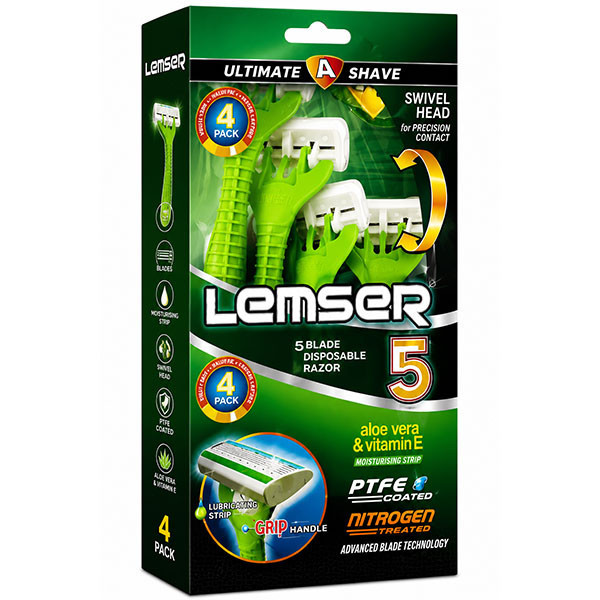 تیغ خودتراش لمسر مدل پنج لبه بسته 4 عددی