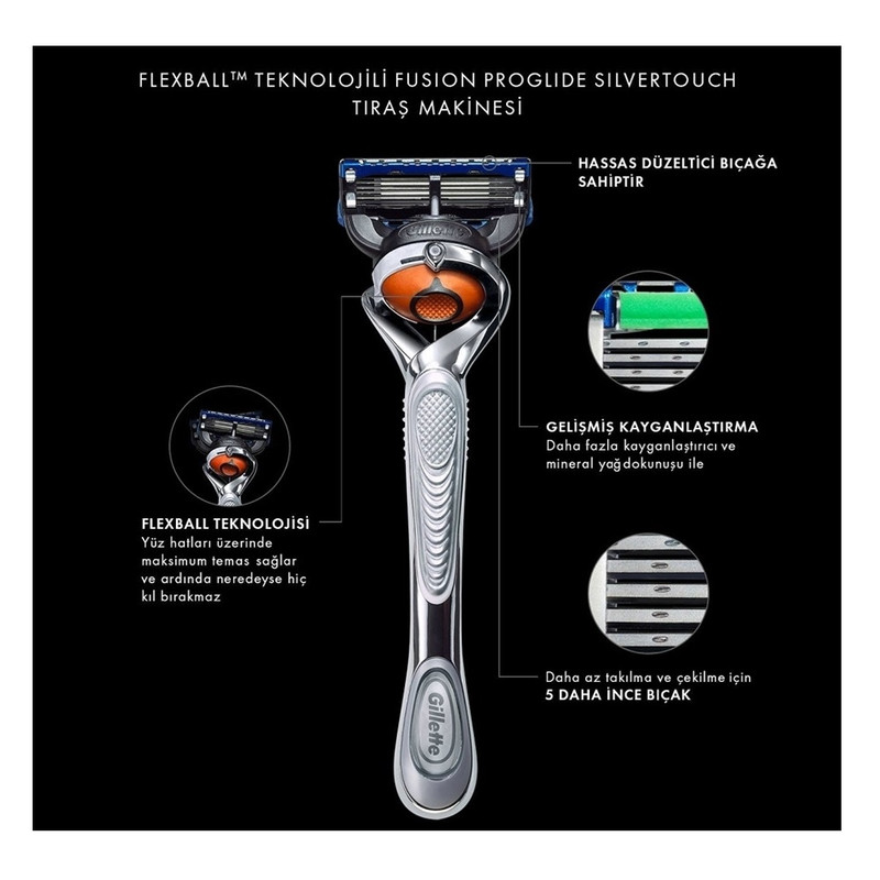 خود تراش و تیغ یدک ژیلت مدل Fusion Proglide Chrome Edition