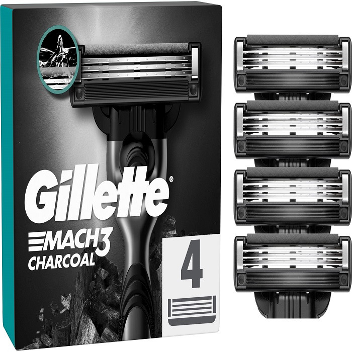 تیغ یدک ژیلت مدل MACH3 CHARCOAL بسته 4 عددی
