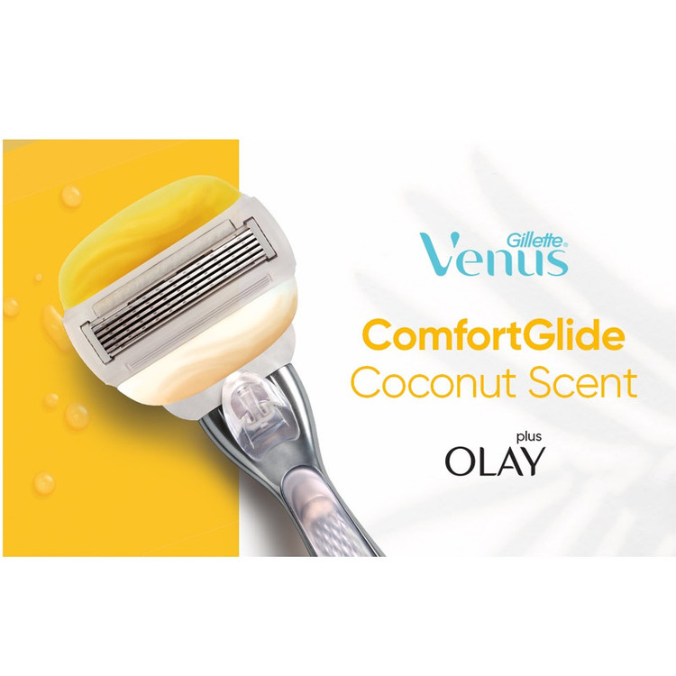 خود تراش ژیلت مدل Venus Comfortglide Coconut Scent Plus Olay به همراه تیغ یدک بسته 5 عددی