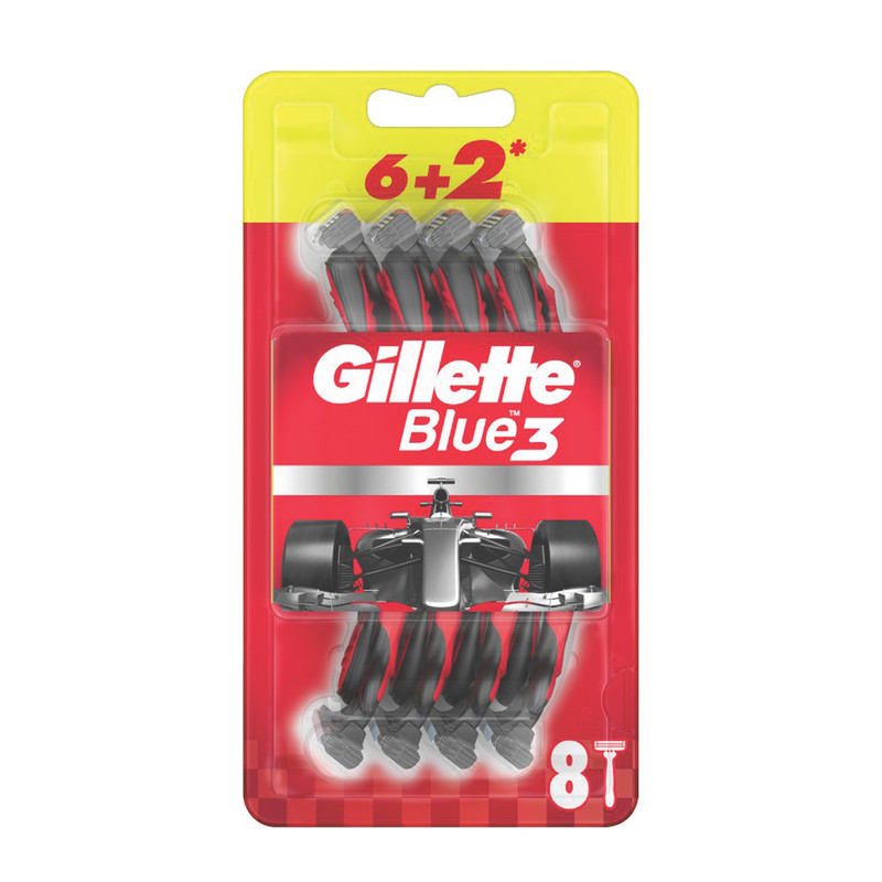خودتراش ژیلت مدل Blue3 Machine Red بسته 8 عددی