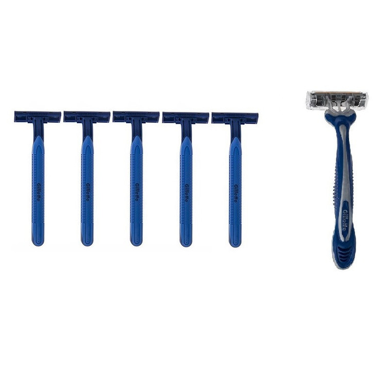 خود تراش ژیلت مدل Blue 2 بسته 5 عددی به همراه خود تراش مدل Blue 3