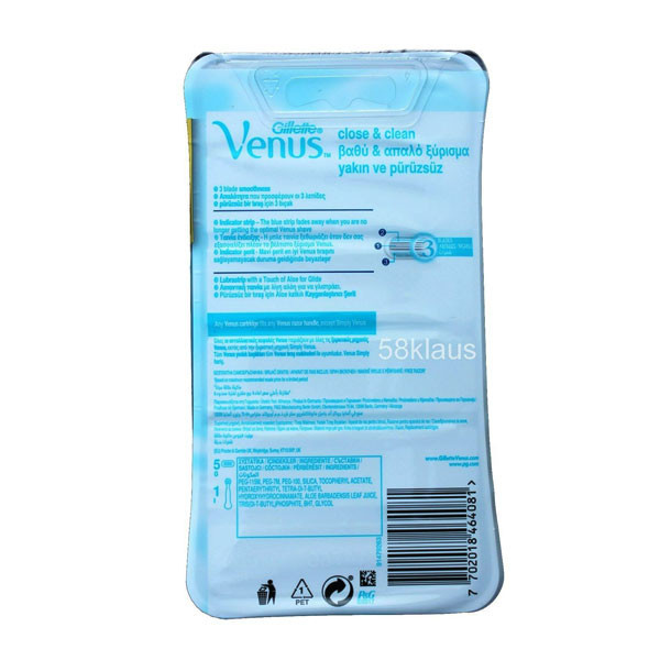 خود تراش ژیلت مدل Venus Close & Clean به همراه یدک اصلاح بسته 5 عددی
