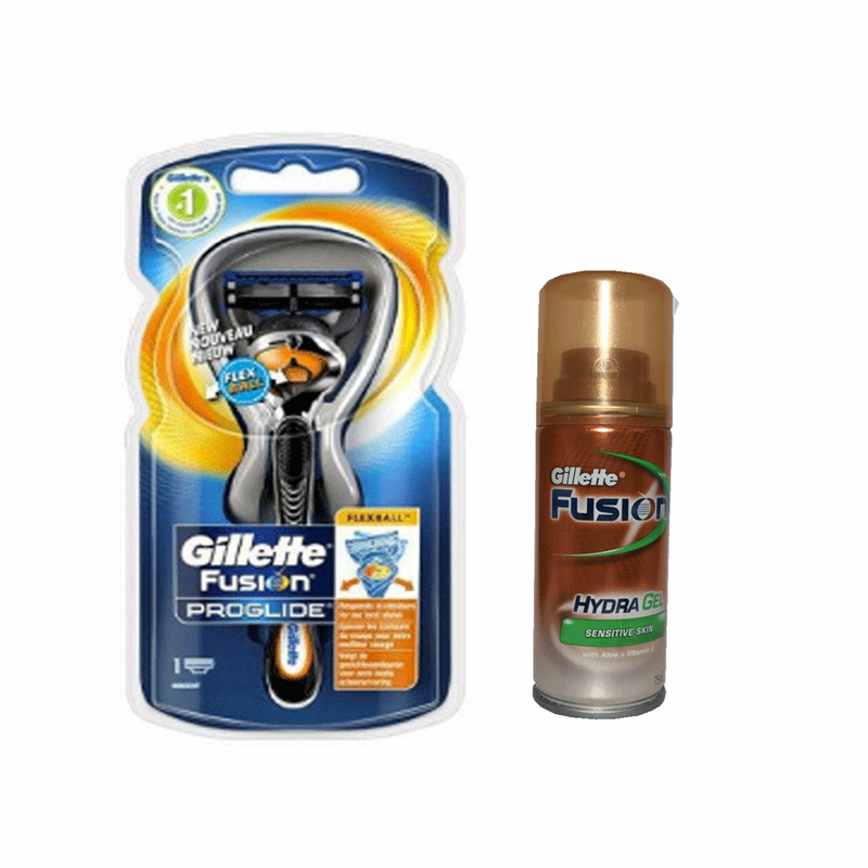 خود تراش ژیلت مدل Fusion Proglide Flexball همراه ژل اصلاح Fusion حجم 75 میلی لیتر