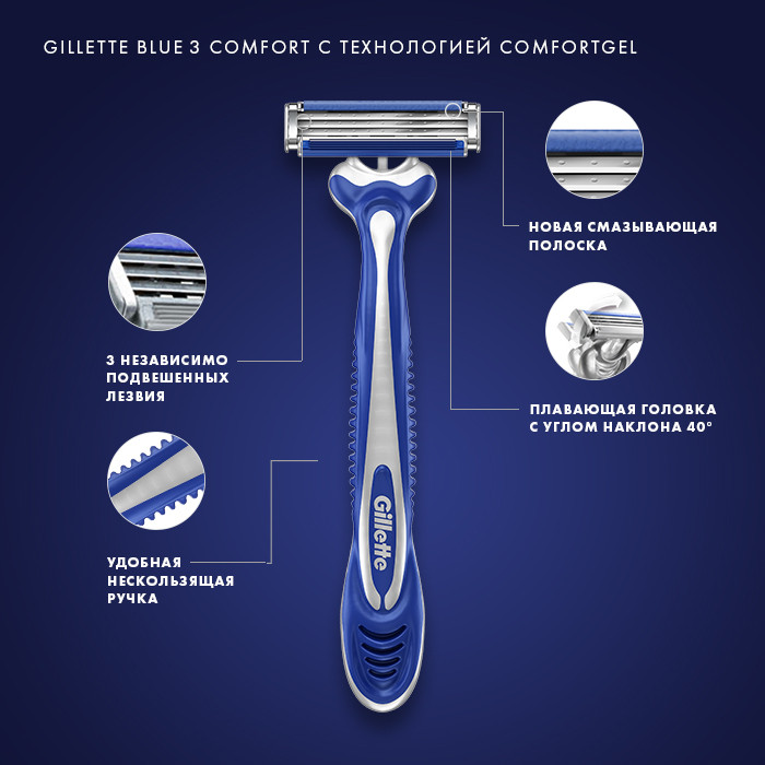 خودتراش ژیلت مدل Blue 3 Comfort بسته 4 عددی