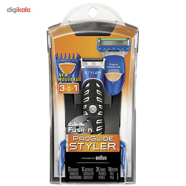 خود تراش ژیلت مدل Fusion Power Styler همراه با 3 سری شانه