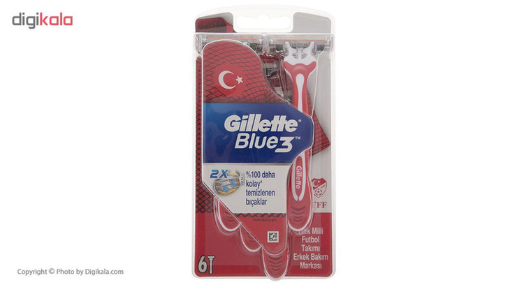 ست اصلاح ژیلت مدل Blue 3 مجموعه 6 عددی همراه با فوم اصلاح