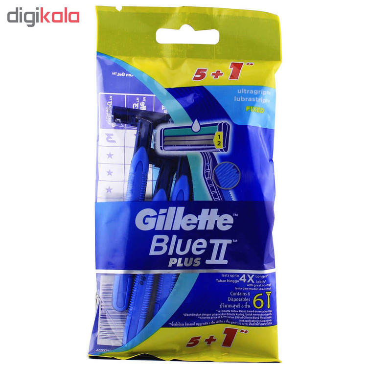 خود تراش ژیلت مدل Blue II Plus بسته 6 عددی