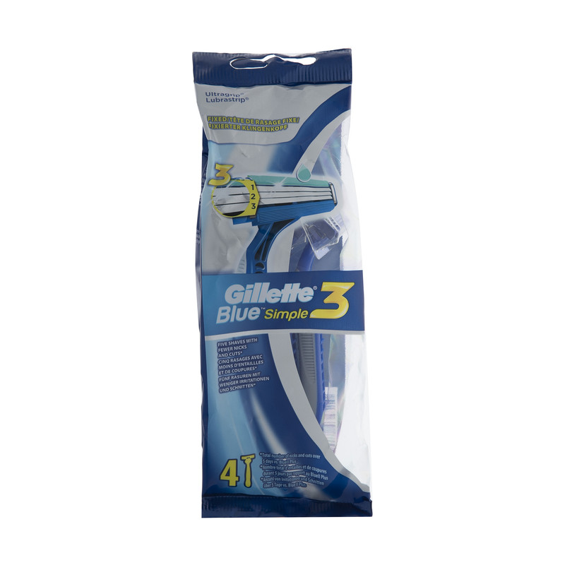 خودتراش مردانه ژیلت مدل Blue Simple 3 بسته 4 عددی