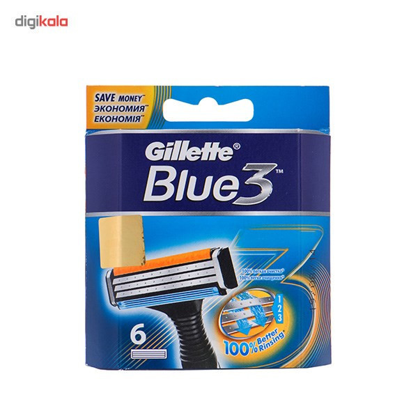 تیغ یدک ژیلت مدل Blue 3 بسته 6 عددی
