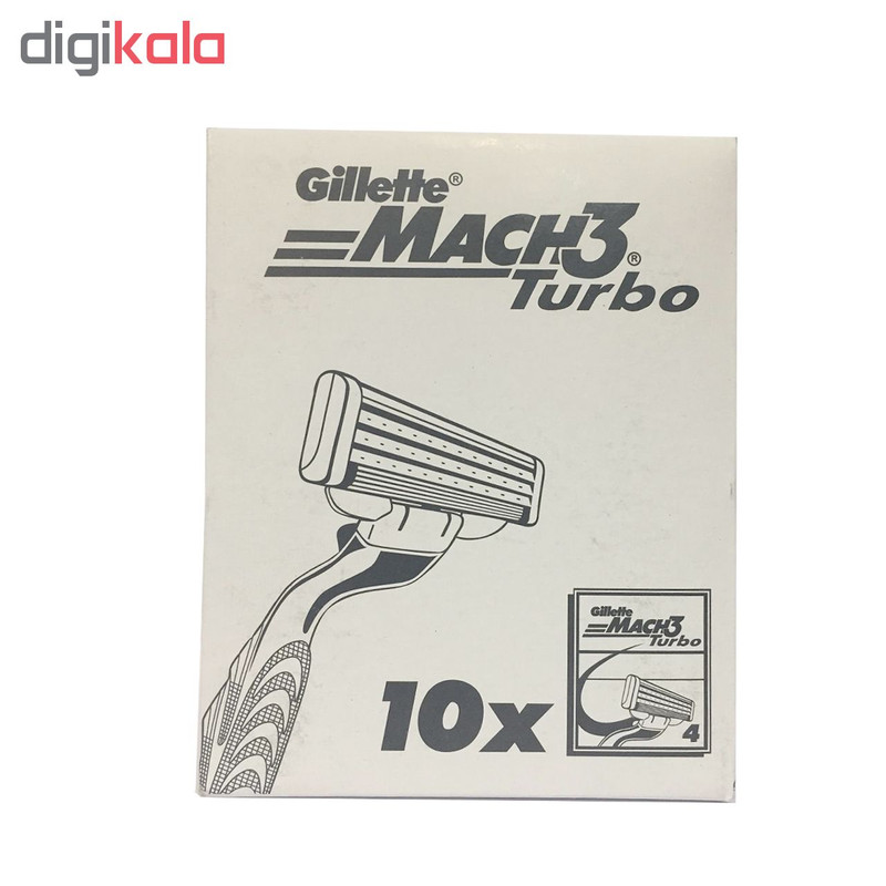 تیغ یدک ژیلت 4عددی مدل Mach 3 Turbo لیبل دار بسته 10 عددی