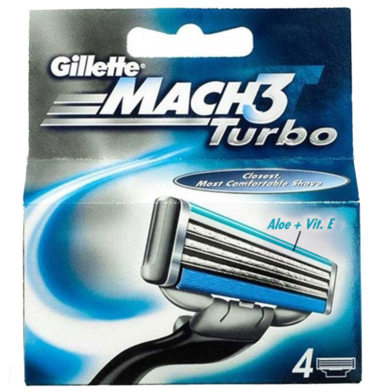 تیغ یدک ژیلت مدل Mach3 Turbo Aloe+Vit.E بسته 4 عددی