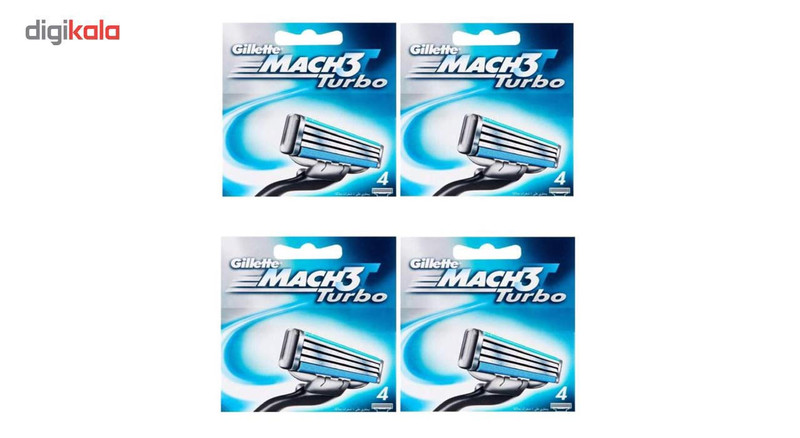 تیغ یدک اورجينال ژیلت مدل Mach 3 Turbo مجموعه 4 عددی