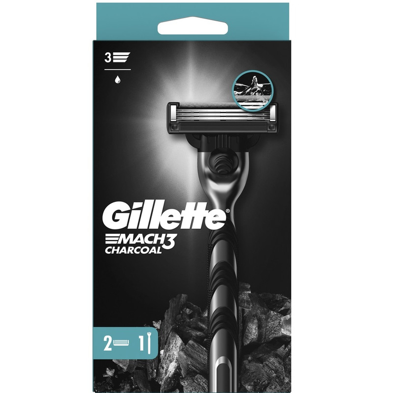 خود تراش ژیلت مدل Mach3 Charcoal به همراه تیغ یدک