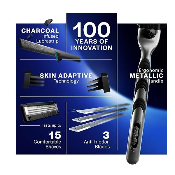خود تراش ژیلت مدل Mach3 Charcoal به همراه تیغ یدک