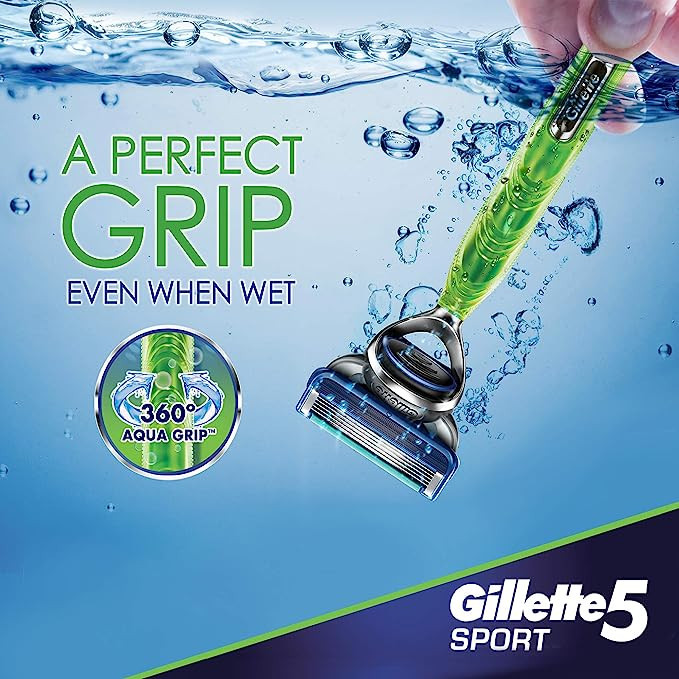 خود تراش ژیلت مدل Sport 5 Aqua-Grip به همراه تیغ یدک