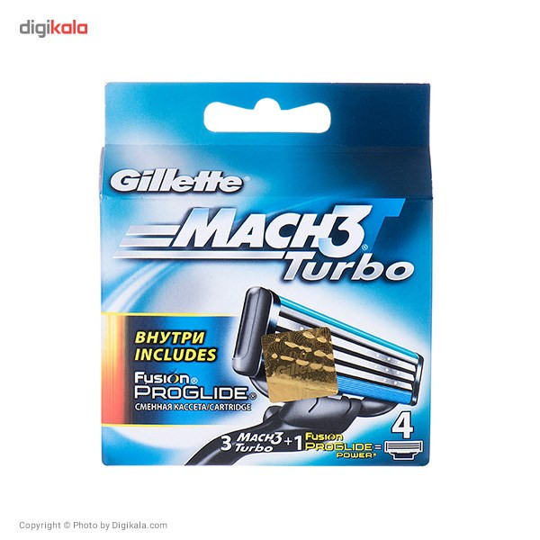 تیغ یدک 3 عددی ژیلت مدل Mach 3 Turbo به همراه 1 یدک Fusion Proglide