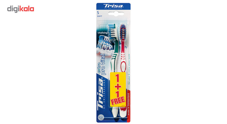 مسواک تریزا مدل Pro Vital با برس نرم بسته 2 عددی