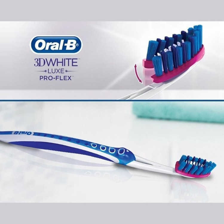 مسواک اورال-بی مدل Pro-Flex 3D Whie Luxe با برس متوسط مجموعه 2 عددی