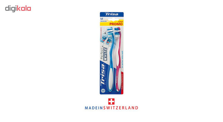 مسواک تریزا سری Super Promo مدل Perfect White با برس متوسط بسته 2 عددی