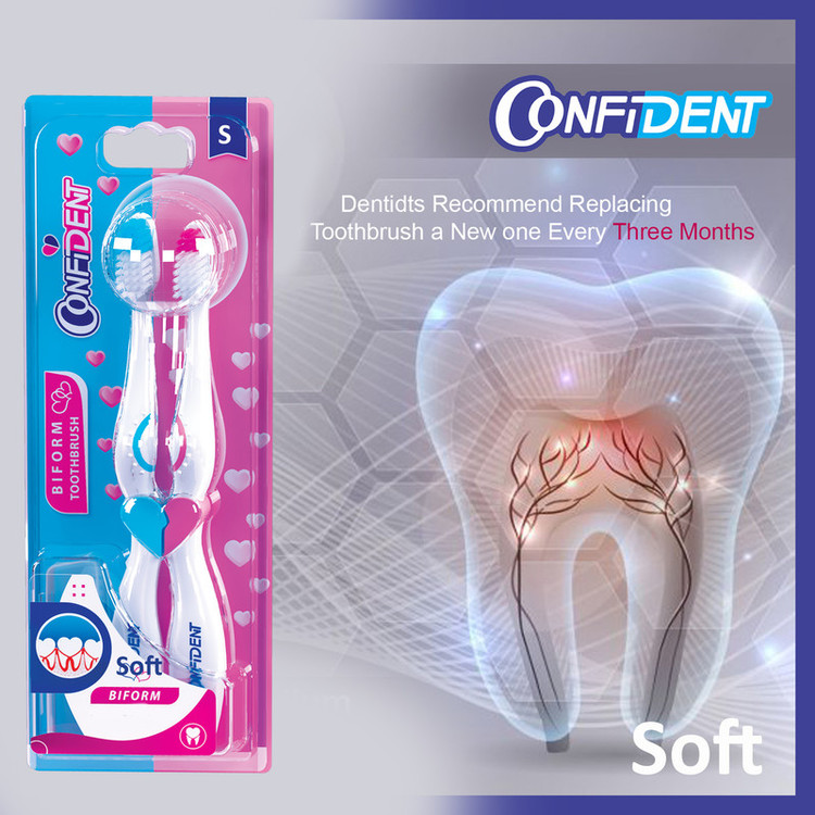 مسواک کانفیدنت مدل CT-Biform با برس نرم سه بسته 2 عددی