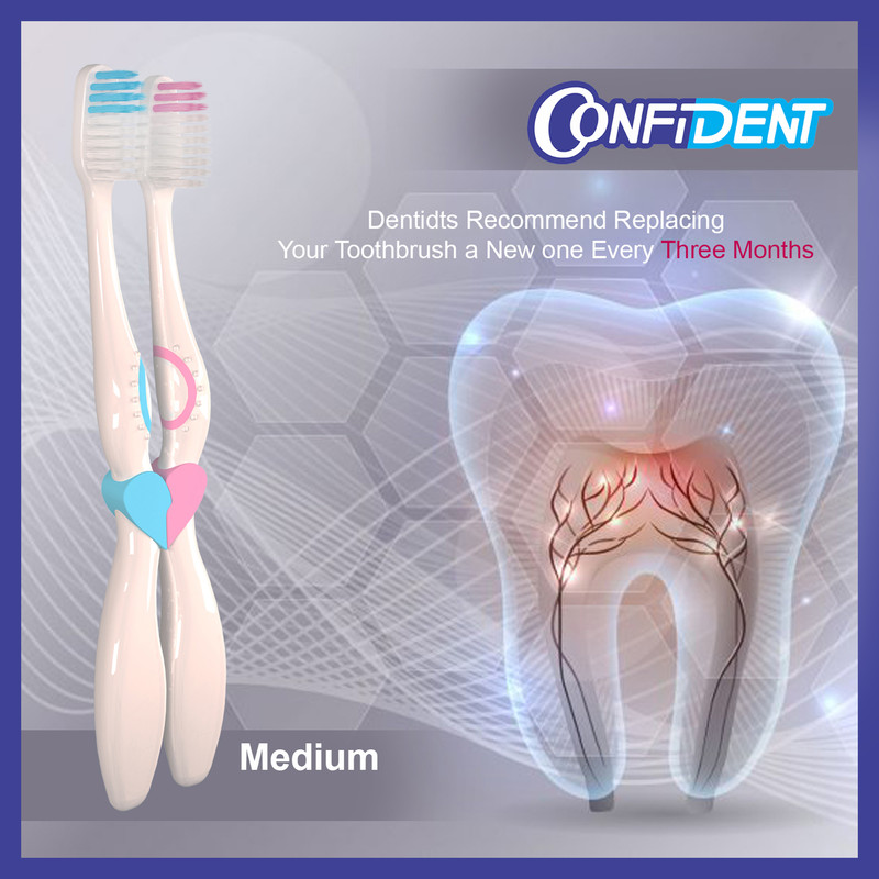 مسواک کانفیدنت مدل CT-Biform با برس متوسط سه بسته 2 عددی
