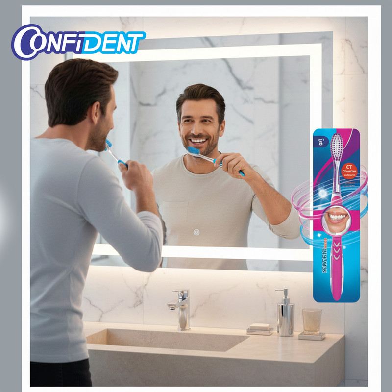 مسواک کانفیدنت مدل Shine Bristeles مجموعه 2 عددی با برس نرم