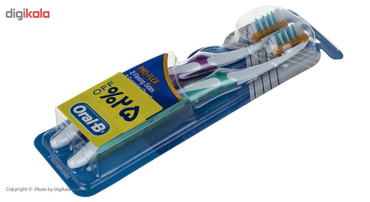 پک مسواک اورال-بی مدل Pro Flex با برس نرم بسته 2 عددی