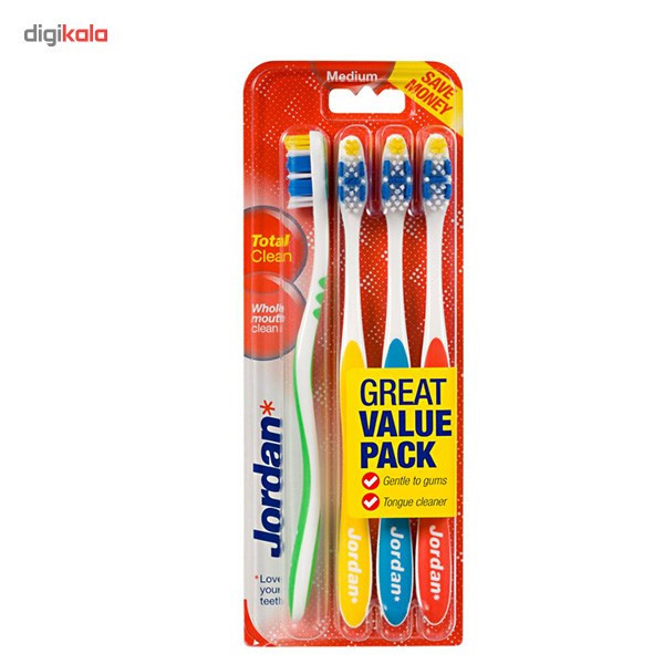 مسواک جردن مدل Total Clean با برس نرم بسته 4 عددی