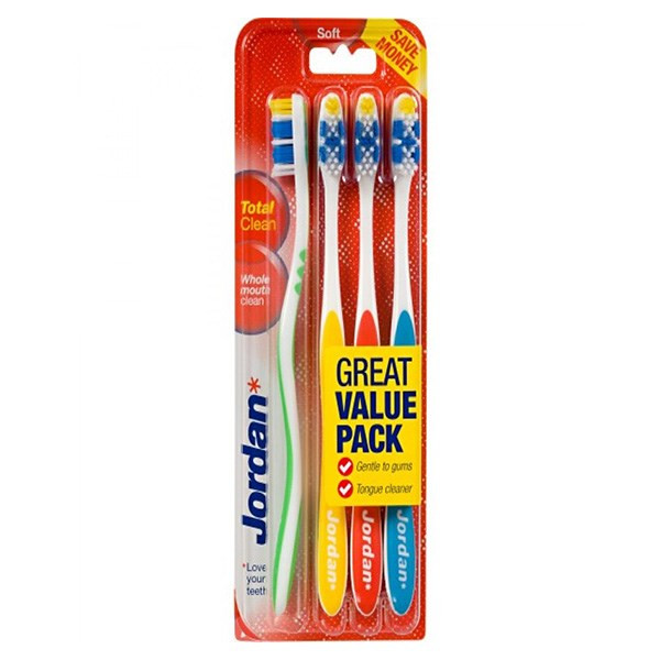 مسواک جردن مدل Total Clean با برس نرم بسته 4 عددی