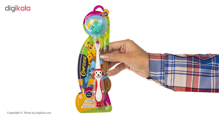 مسواک کانفیدنت مدل Tiny Monkey کد 01 با برس نرم