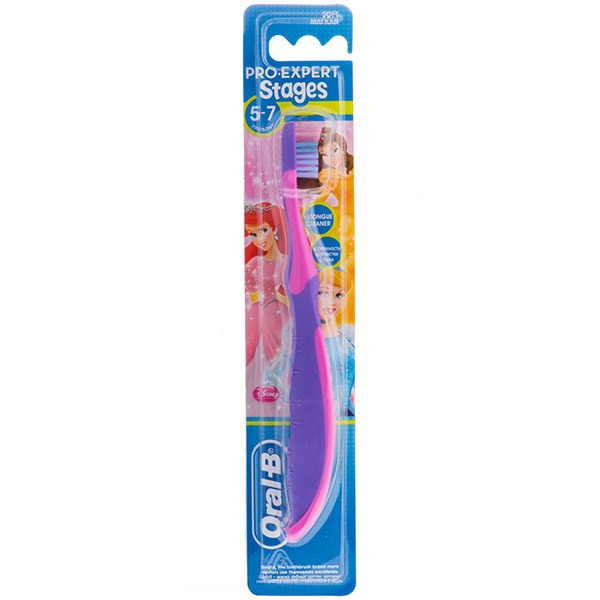 مسواک اورال-بی مدل Pro-Expert Stages 5-7 Princess Dark Pink با برس نرم