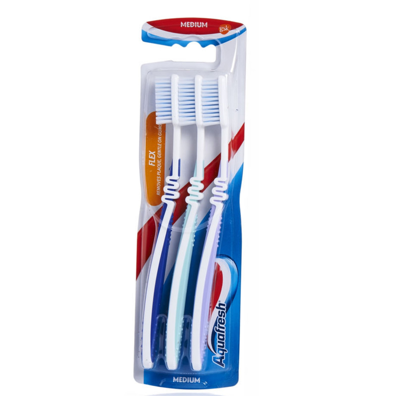مسواک آکوا فرش مدل FLEX با برس متوسط بسته 3 عددی