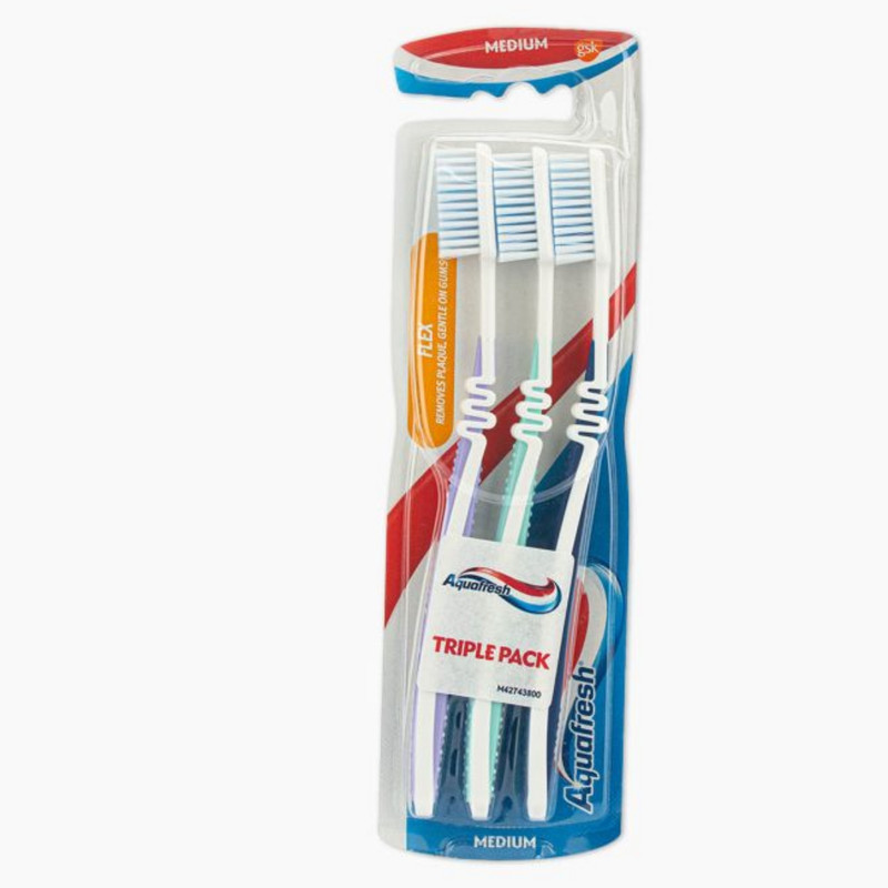 مسواک آکوا فرش مدل FLEX با برس متوسط بسته 3 عددی