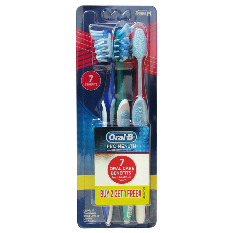 مسواک اورال-بی سری Pro Health مدل 7Oral Care Benefits با برس متوسط بسته 3 عددی