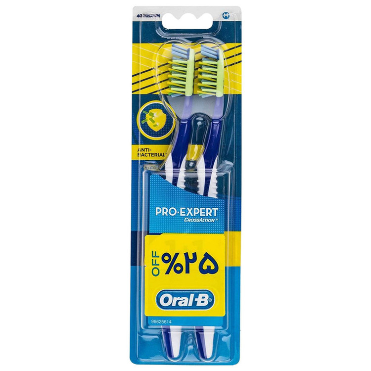 مسواک اورال-بی سری Pro Expert مدل Anti Bacteriall با برس متوسط مجموعه 2 عددی