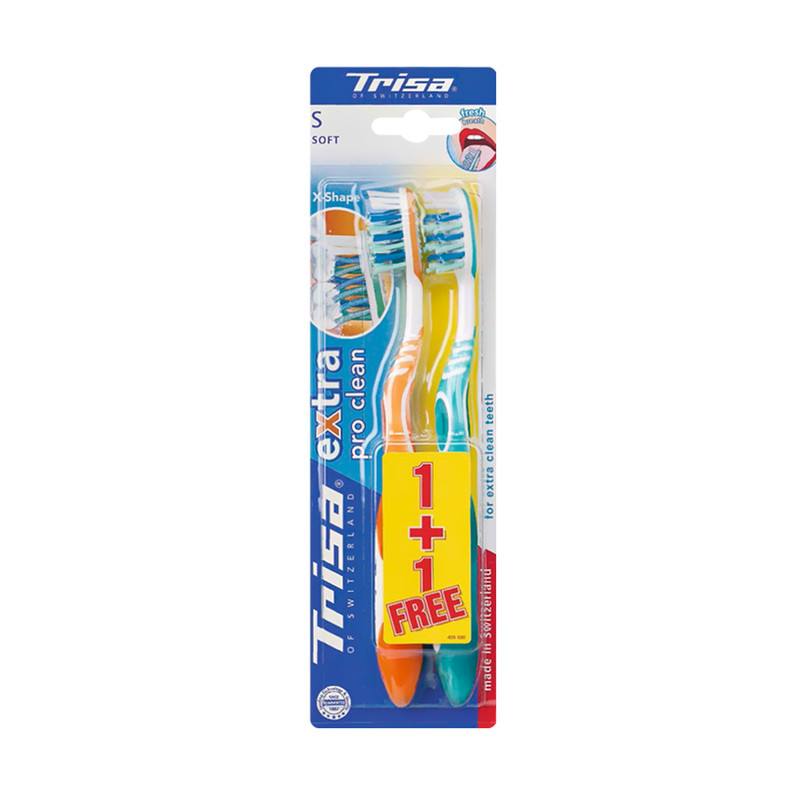 مسواک تریزا مدل Extra Pro Clean با برس نرم بسته 2 عددی