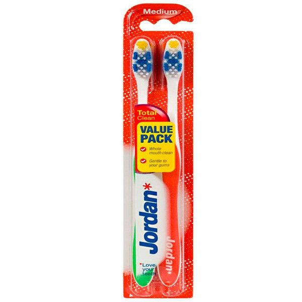 مسواک جردن مدل Total Clean با برس متوسط بسته 2 عددی